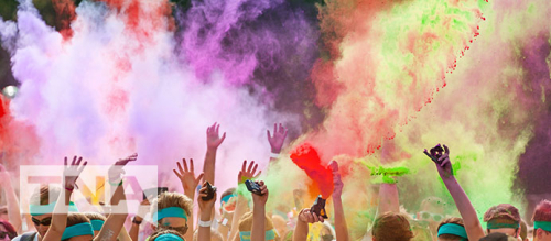 People participating in the color run