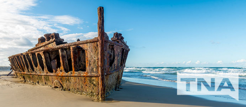 Ship Wreck on the beach at Fraser Island on Australia's East Coast