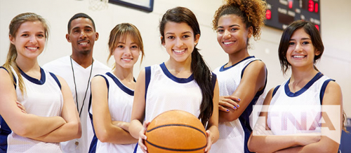 Smiling Girls Basketball Team